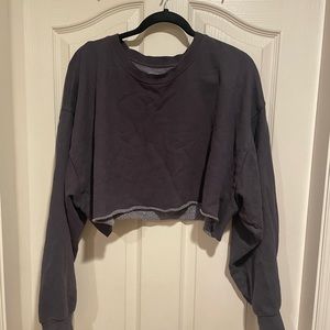 Aritzia TNA Cropped Crewneck Sweatshirt - Dark Grey - Size 3